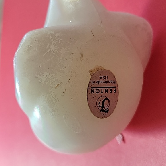 Vinrage Fenton Iridescent Mother of Pearl Bird with Pink Rose & Ribbon - Picture 4 of 5